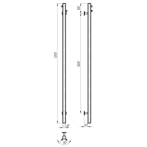 Купити рушникосушарку електричну Holly 30x1200 Deffi нержавіюча сталь (Чорний, JD04)