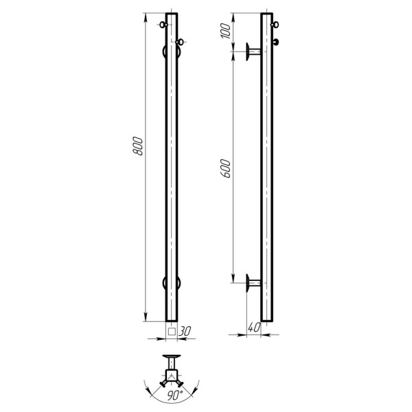 Buy electric heated towel rail Holly 30x800 Deffi stainless steel (Chrome, JD04)