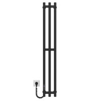 Elektrischer Handtuchwärmer Zara P3 140х1200 Deffi edelstahl (Schwarz, JD03, Linker Anschluss)