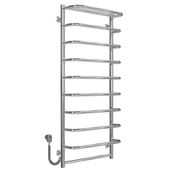 Buy an electric heated towel rail Standard with shelf P10 500х1200 Deffi stainless steel (Chrome, EF16, Left connection)