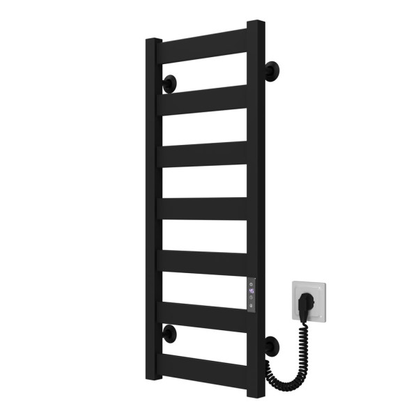 Elektrischer Handtuchwärmer Harmony P7 400х800 Deffi farbiger Stahl (Schwarz, JD04, Richtige Verbindung)