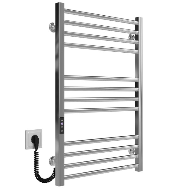 Buy electric heated towel rail Lima P12 500х800 Deffi stainless steel (Chrome, JD04, Left connection)