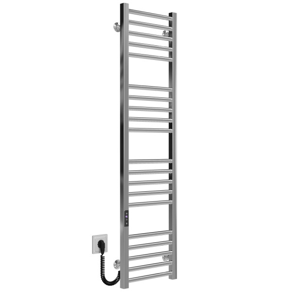 Buy electric heated towel rail Lima P20 300х1300 Deffi stainless steel (Chrome, JD04, Left connection)