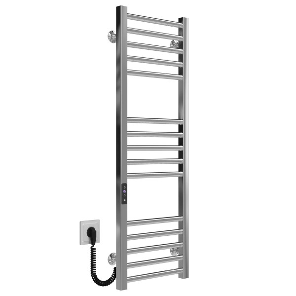 Buy electric heated towel rail Lima P15 400х1000 Deffi stainless steel (Chrome, JD04, Left connection)