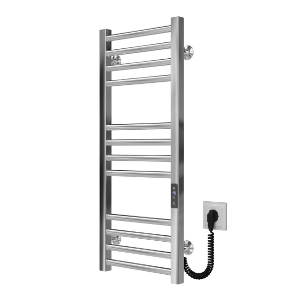 Buy electric heated towel rail Lima P12 400х800 Deffi stainless steel (Chrome, JD04, Right connection)